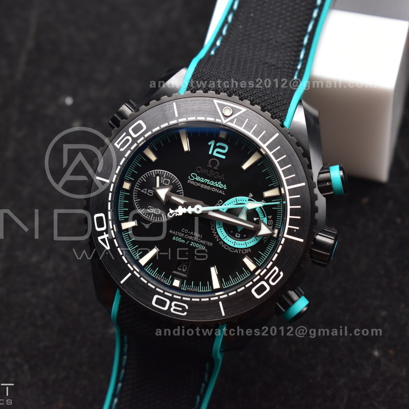 Planet Ocean Master Chrono Deep Black Ceramic M+SF 1:1 Best Edition Black Dial on Black Rubber Strap A9900